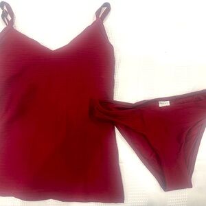 Skye two piece burgundy tankini bathing suit, size small